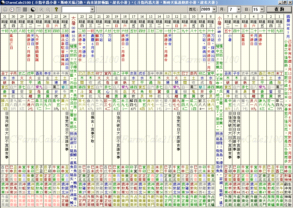 電子農民曆2012 cfarmcale 2010-2100
