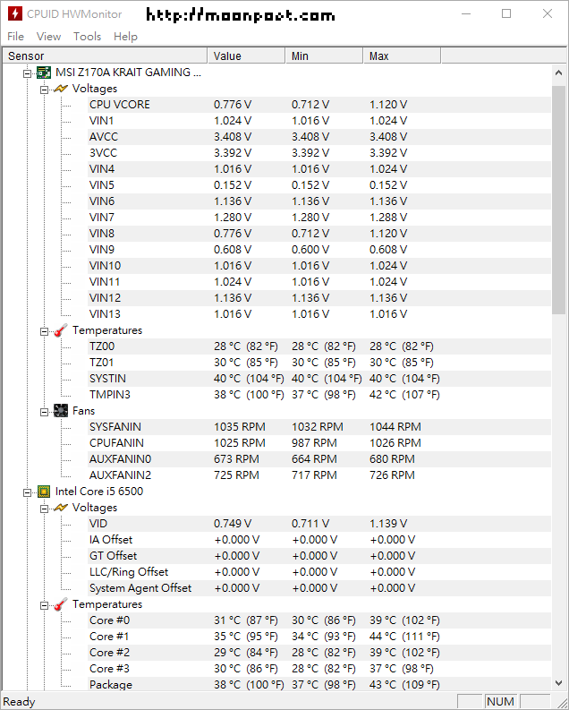 cpu溫度偵測軟體 - HWMonitor 免安裝