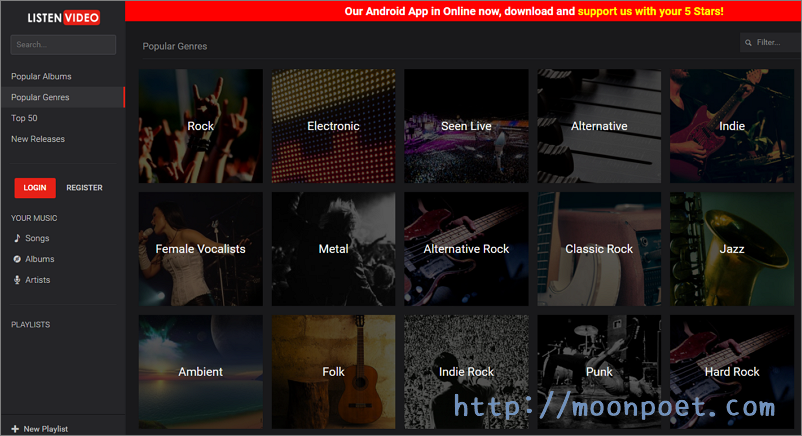 線上聽音樂網頁 Listen Video 能看MV也能聽歌