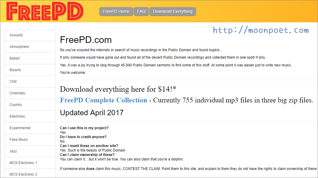 免費音樂素材庫 FREEPD 各種曲風隨您下載使用
