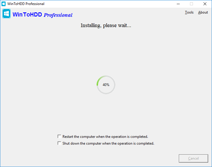 install windows in process
