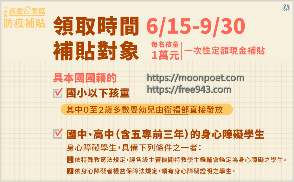 孩童家庭防疫補貼資格 領取方式 線上申請教學 懶人包