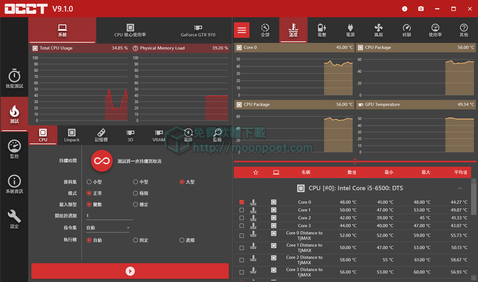 電源供應器檢測及硬體效能測試軟體 OCCT 免安裝繁體中文版