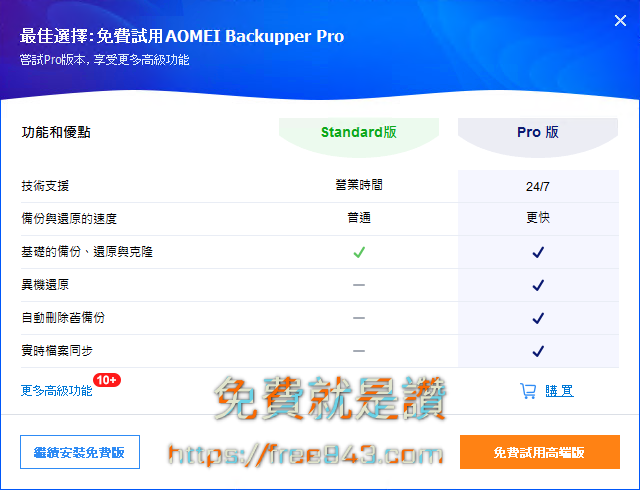 電腦備份軟體 AOMEI Backupper Standard 支援異機還原、同步資料夾、HDD複製到SSD