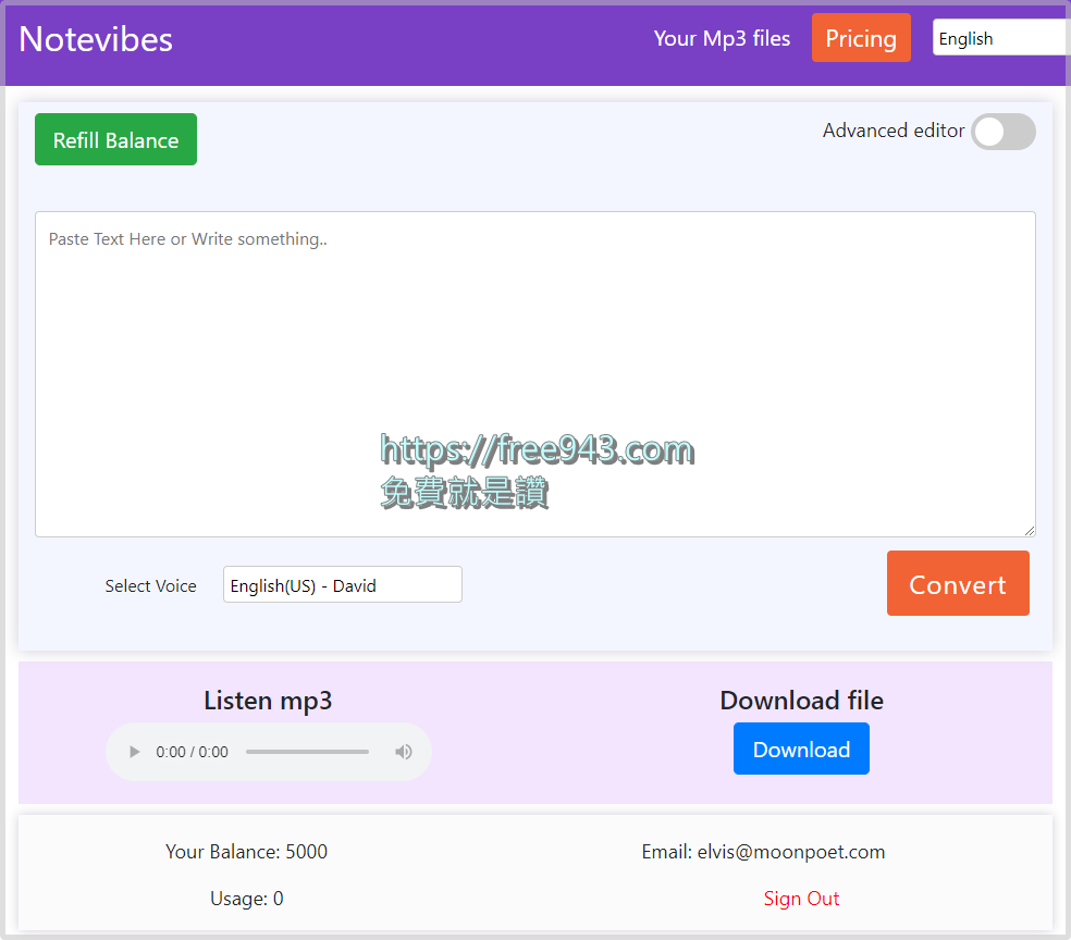 Notevibes 線上文字轉語音工具