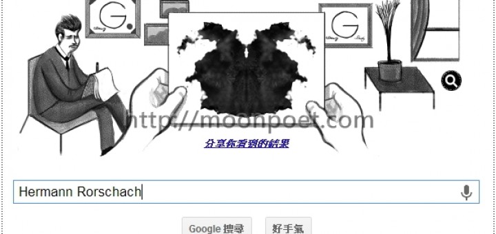 [Google Doodle]Hermann Rorschach 瑞士心理分析家 129歲冥誕紀念