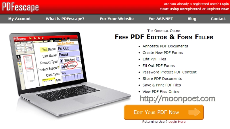 PDFescape - pdf線上編輯服務 刪除頁面、轉向、加註文字一手包辦